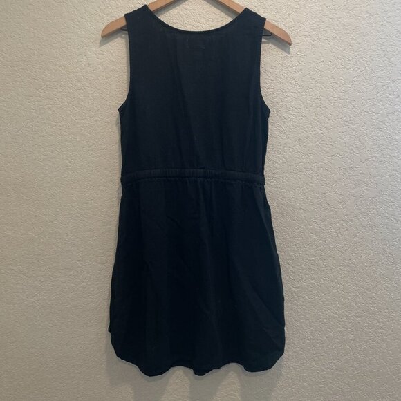 Old Navy Black Sleeveless Tie Waist Mid Length Linen Blend Dress Medium - Picture 5 of 5